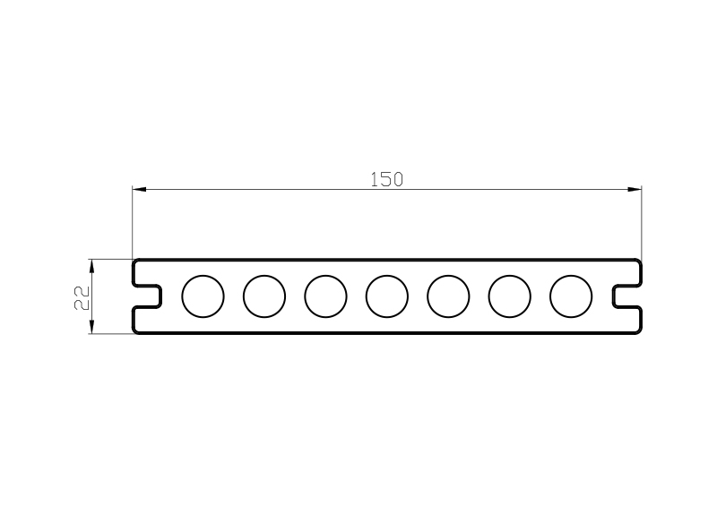 22mm x 150mm 空心共挤木塑地板尺寸
